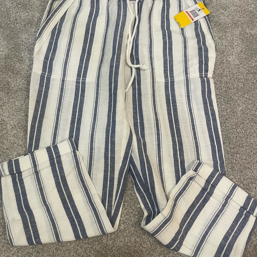 Nautica Blue and White Striped Linen pants